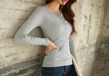 Load image into Gallery viewer, NORMOV Women Blouse Shirt 2019 Casual Long Sleeve Solid Knitted Shirts Lady Slim Bottoming Tops Female Button Pullover Blouse