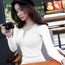 Load image into Gallery viewer, NORMOV Women Blouse Shirt 2019 Casual Long Sleeve Solid Knitted Shirts Lady Slim Bottoming Tops Female Button Pullover Blouse