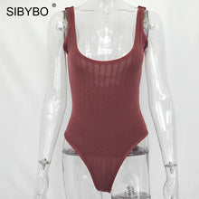 Load image into Gallery viewer, SIBYBO Ribbed Knitted Sexy Bodysuits Women Black Sleeveless Autumn Slim Rompers Womens Jumpsuit Basic Playsuit Womens Tops