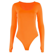Load image into Gallery viewer, Shestyle Bodycon Sexy Neon Orange Bodysuits Women Autumn 2019 Long Sleeve Solid Winter Basic Body Suit Female O Neck Black Pink