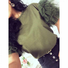 Load image into Gallery viewer, Summer Autumn Fashion Womens Tulle Ruffle Short Sleeve Shirt Ladies Loose Casual Blouse Top blusas mujer de moda 2019