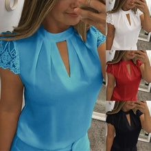 Load image into Gallery viewer, LEH Lace Blouses Women 2019 Hollow Out Sexy Tops Femme Solid Casual Office Shirts Plus Size 5xl Blousas V Neck Streetwear