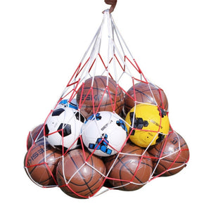 The  White-red Lattice Cord Basketball Sports Ball Net Ball Soccer Net bag Portable Equipment Basketball Net Bags