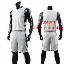 Load image into Gallery viewer, Youth Cheap College Basketball Jerseys 2018Men Boys Breathable Custom Basketball Uniforms Shirts Shorts Set White Black Big Size