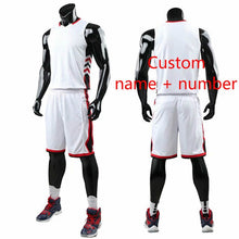 Load image into Gallery viewer, Youth Cheap College Basketball Jerseys 2018Men Boys Breathable Custom Basketball Uniforms Shirts Shorts Set White Black Big Size