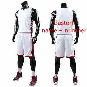 Youth Cheap College Basketball Jerseys 2018Men Boys Breathable Custom Basketball Uniforms Shirts Shorts Set White Black Big Size