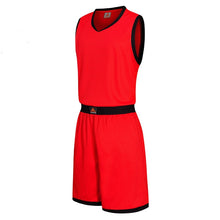 Load image into Gallery viewer, Mens Blank Basketball Jersey Adults Sports Shirt and Shorts Set Team Uniform Training Running Breathable Clothes Plus Size