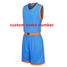 Load image into Gallery viewer, Mens Blank Basketball Jersey Adults Sports Shirt and Shorts Set Team Uniform Training Running Breathable Clothes Plus Size