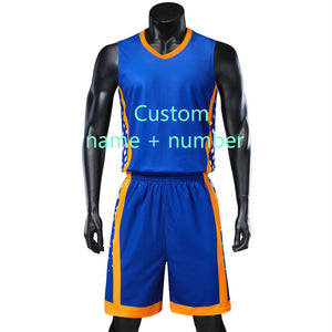 Personality Reversible Men Basketball Jerseys Sets Team Uniforms Sports Kit Shirts Shorts Suits Breathable Customized Print Draw