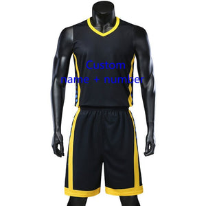 Personality Reversible Men Basketball Jerseys Sets Team Uniforms Sports Kit Shirts Shorts Suits Breathable Customized Print Draw