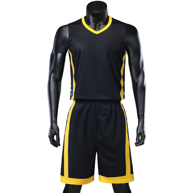 Personality Reversible Men Basketball Jerseys Sets Team Uniforms Sports Kit Shirts Shorts Suits Breathable Customized Print Draw